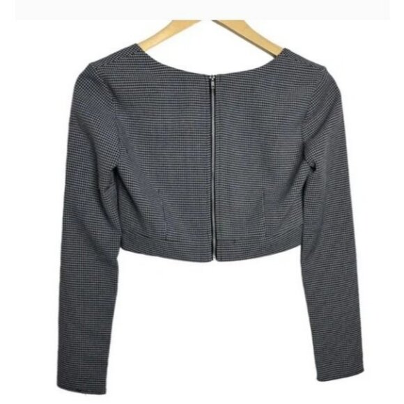 WAYF Houndstooth Long Sleeve Cropped Top XS Polyester Rayon & Spandex - Picture 3 of 7